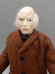 Vtg OOAK Jill Nix Sculpted Elderly Man Doll Artisan Dollhouse Miniature 1:12