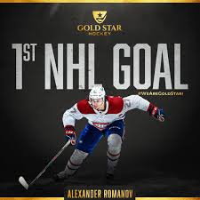 Born 6 january 2000) is a russian professional ice hockey defenceman currently playing for the montreal canadiens of the national hockey league (nhl). Dan Milstein Hockey On Twitter Congratulations To Alex Romanov Of A Montreal Canadiens On First Career Nhl Goal Wearegoldstar