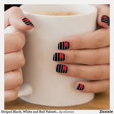 Black And White Striped Nails Halloween Striped Black White And Red Valentine Minx Nail Wraps Zazzle Com In 2020 With Images Nail Designs Valentines Black Nail Designs Valentine S Day Nail Designs