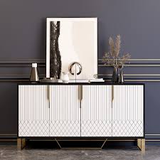 Aro Contemporary 60 Inch Sideboard Buffet 4 Door Sideboard Table Kitchen Buffet Table In White Black White Black In 2020 Dining Room Buffet Table Decor Kitchen Buffet Table Buffet Table Decor