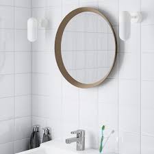 Mirror cabinets double as storage and larger mirrors will make your bathroom look brighter and bigger. Langesund Mirror Beige Ikea Round Mirror Bathroom Mirror Wall Bathroom Mirror