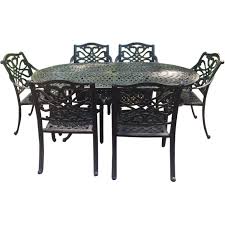 Patio furniture fortunoff shannonharrod co. Fortunoff 7 Piece Outdoor Cast Aluminum Oval Dining Set Aptdeco