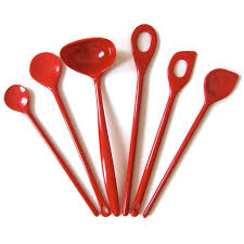 red vintage rosti melamine kitchen utensils