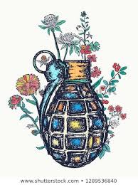 Grenade And Flowers Stop Terror T Shirt Design Symbol Of Weapon War And Peace Art Poster Protest Art Peace Art Peace Drawing