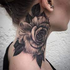By Peter Morgan Art Artist Inked Tattoo Tattooartist Tattooed Blackandgreytattoo Blackwork Neck Tattoos Women Rose Neck Tattoo Girl Neck Tattoos