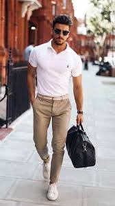 Pin By Rafi Jaan On Business Casual White Polo Shirt Outfit Polo Shirt Outfits Mens Casual Outfits