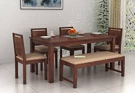 The minimum requirements for a dining room are a set of chairs and a table. Orson Compact 6 Seater Dining Set With Bench Walnut Finish 6 Seater Dining Table Dinning Table Decor Dining Set With Bench