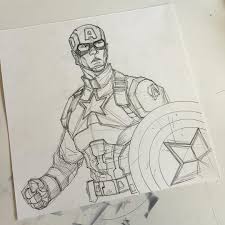 Tom Hodges On Instagram Cap In Progress 12 X 12 Bristol Board Part Two With Greys Star Captain America Drawing Captain America Art Captain America Sketch