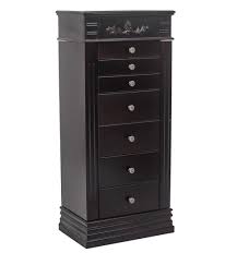 Oak jewelry armoire traditional jewelry boxes, title: Floor Standing Jewelry Storage Cabinet Brown