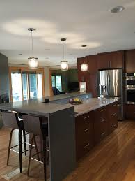 Mid Century Modern Kitchen Raised Kitchen Island Bar Cherry Cabinets Kitchen Island Bar Raised Kitchen Island Kitchen Design