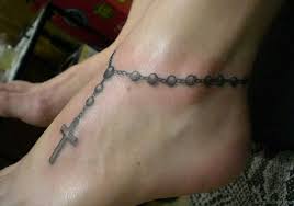 Fashionable cross tattoos for women on ankle. 63 Cool Rosary Tattoos On Ankle