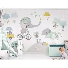 Sevimli Cizgi Fil Cocuk Odasi 3d Etkili Boyutlu Duvar Kagidi N11 Com Bebek Duvar Kagidi Mural Duvar