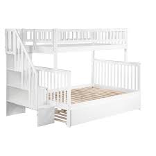 Woodland Staircase Bunk Bed Twin Over Full With Full Size Urban Trundle Bed Overstock 30747701