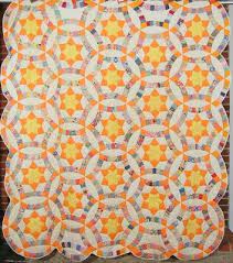 Golden Wedding Ring With Six Circles And A Star Wedding Quilt Wedding Ring Quilt Double Wedding Ring Quilt