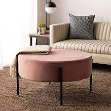 Built on a solid rubberwood frame, it strikes a rectangular silhouette with reinforced joinery for a stable spot. Amazon Com Ilunar Round Velvet Ottoman Coffee Table Pink Pouf Footstool Home Kitchen