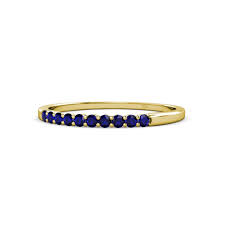 Blue Sapphire 10 Stone Womens Wedding Band Stackable 026 Ctw 18k Yellow Gold Trijewels