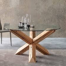 Handmade Of Natural Wooden Aged Fir Base Table And Glass Top O 120 Or At My Italian Living Ltd Dining Table Wooden Dining Tables Diy Dining Table