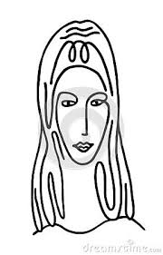 Beautiful Woman Black And White Drawing Stylized Portrait Of A Beautiful Woman Black And White Graphics Naive Art Primitivism Vector Drawing Picture For Design Pictures To Draw Portrait Stylized