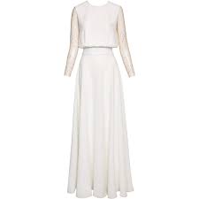 Lilli Jahilo Freya Crystal Embellished Sleeve Crepe Gown 1 805 Liked On Polyvore F Long Sleeve White Gown Long Sleeve Evening Gowns Long Sleeve Ball Gowns