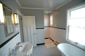 Choose traditional black and white but lay it in an unsual and modern pattern. Black And White Bathroom American Traditional Bathroom New York By Wyanoke Builders Houzz