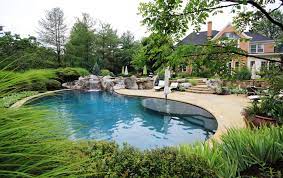 With the solid pool surround and just enough flowers to add some color, this backyard pool respects the classic feel of the home. Swimming Pool Design In Potomac Md What You Need To Know