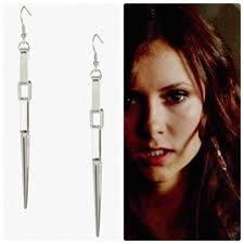 ASO Vampire Diaries Katherine Pierce Petrova Silver Spike Earrings