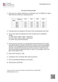 The form w4 can be downloaded on the internal revenue service just like any other tax forms, the irs releases the form in pdf so you can view, download, or print out off this is the most convenient option for those who will submit a paper form. Concrete Countertops Pricelist Living Concrete Ltd Pdf Catalogs Documentation Brochures