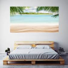 Half painted walls in modern bedroom. Morning Beach Sunrise Poster Frameless Large Painting On Canvas Wall Art Picture For Home Decor Wall Decor Poster For Bedroom Poster Living Room Poster Paper Print Art Paintings Posters In