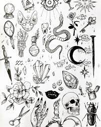 Witch Tattoo Flash Halloween Tattoo Flash Tattoo Flash Sheet Witch Tattoo