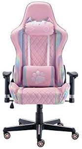amazon com cimoo cute pink gaming chair computer racing game chair ergonomic reclining pc gaming chair with cat hea in 2021 gaming chair girls chairs pc gaming chair