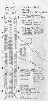 Vintage Seat Map From A United Airlines 747 United