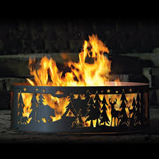 Personalized Heavy Duty Northwoods Metal Fire Pit Ring, 12" Tall