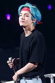 Kim Taehyung In 2020 Blue Hair Bts Headband Celebrity Babies