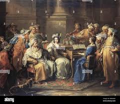 Charles André van Loo - The Grand Turk Giving a Concert to his Mistress -  WGA13428 Stock Photo - Alamy