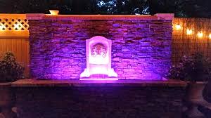 Ideal for walk ways, porches, balconies and outdoor sitting areas. Outdoor Water Wall With Led Lights Up The Night Barron Designs