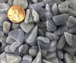 Blue Lace Agate Tumbled Stones, 3/4"