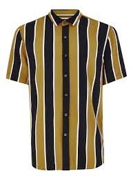 Black And Yellow Stripes Shirt Mustard And Black Stripe Short Sleeve Shirt Collared Shirts Clothing Giftryapp Stylish Shirts Men Striped Short Sleeve Shirt Mens Clothing Styles
