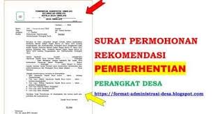 Surat Permohonan Rekomendasi Pemberhentian Perangkat Desa Format Administrasi Desa