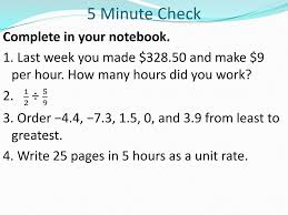 ( $360 per week) click here for the opposite calculation. 5 Minute Check Complete In Your Notebook 1 Last Week You Made And Make 9 Per Hour How Many Hours Did You Work Order 4 4 Ppt Download