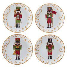 Certified International Holiday Magic Nutcracker 4 Pc Dessert Plate Set