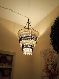 Venise Lace Faux Chandelier Pendant Lamp Shade Black Etsy Pendant Lamp Shade Diy Chandelier Chandelier Makeover