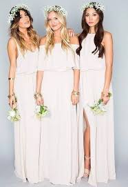 Chiffon Bohemian Bridesmaid Dress With Side Split Bohemian Bridesmaid Dress Bridesmaid Dresses Boho White Bridesmaid