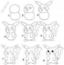 Draw two squares, one upon another. How To Draw Pikachu Step By Step Easy Chalk Drawings Pikachu Drawing Pokemon Drawings