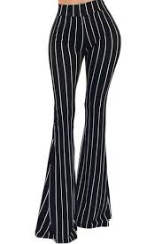 Black And White Striped Flare Pants Outfit Ole Majorette Black White Stripe Bell Bottoms Black And White Pants White Flare Pants Bell Bottom Pants