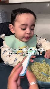 Chicken broccoli rice for my 9 month old, ofcourse he loved it🥦🍗 #fypシ  #momsoftiktok #9monthsold #babyfood #babiesoftiktok #foryou #babydinner  #babyfoodrecipes #babyfoodie #dinnertime