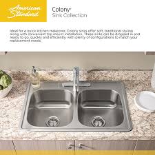 Lastly, corner kitchen sinks are quite hard to find in the market and are much more expensive than other standard types of sink. American Standard Colony Pro Ada Drop In Stainless Steel 33 In Double Bowl All In One Kitchen Sink With Faucet In Stainless Steel 22db 6332283c 075 The Home Depot