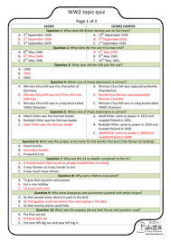 Whether it be smaller cou. Big Second World War Ww2 Quiz With 30 Multiple Choice Questions Teaching Resources