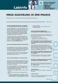 Als sanierung, dekontamination oder eradikation bezeichnet man im fall von mrsa die beseitigung einer. Imd Labor Greifswald Mrsa Sanierung In Der Praxis