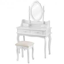 Makeup desks with drawers & mirror provide function & style to your dressing area. White Vanity Set With Mirror And Stool Bedroom Wood Makeup Table For Women Girls Gift Mirrored Dressing Table Desk Vanity Dresser With Storage Modern Room Vanities With 4 Drawers
