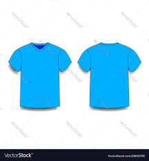 Light Blue Male T Shirt Template V Neck Front And Vector Image